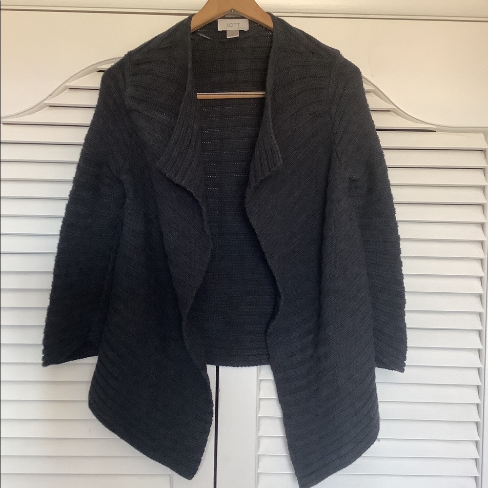 Ann Taylor LOFT Grey Open Front Cardigan size XS